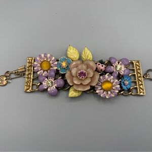 Discontiued Betsey Johnson Secret Garden Glass Enamel Bracelet